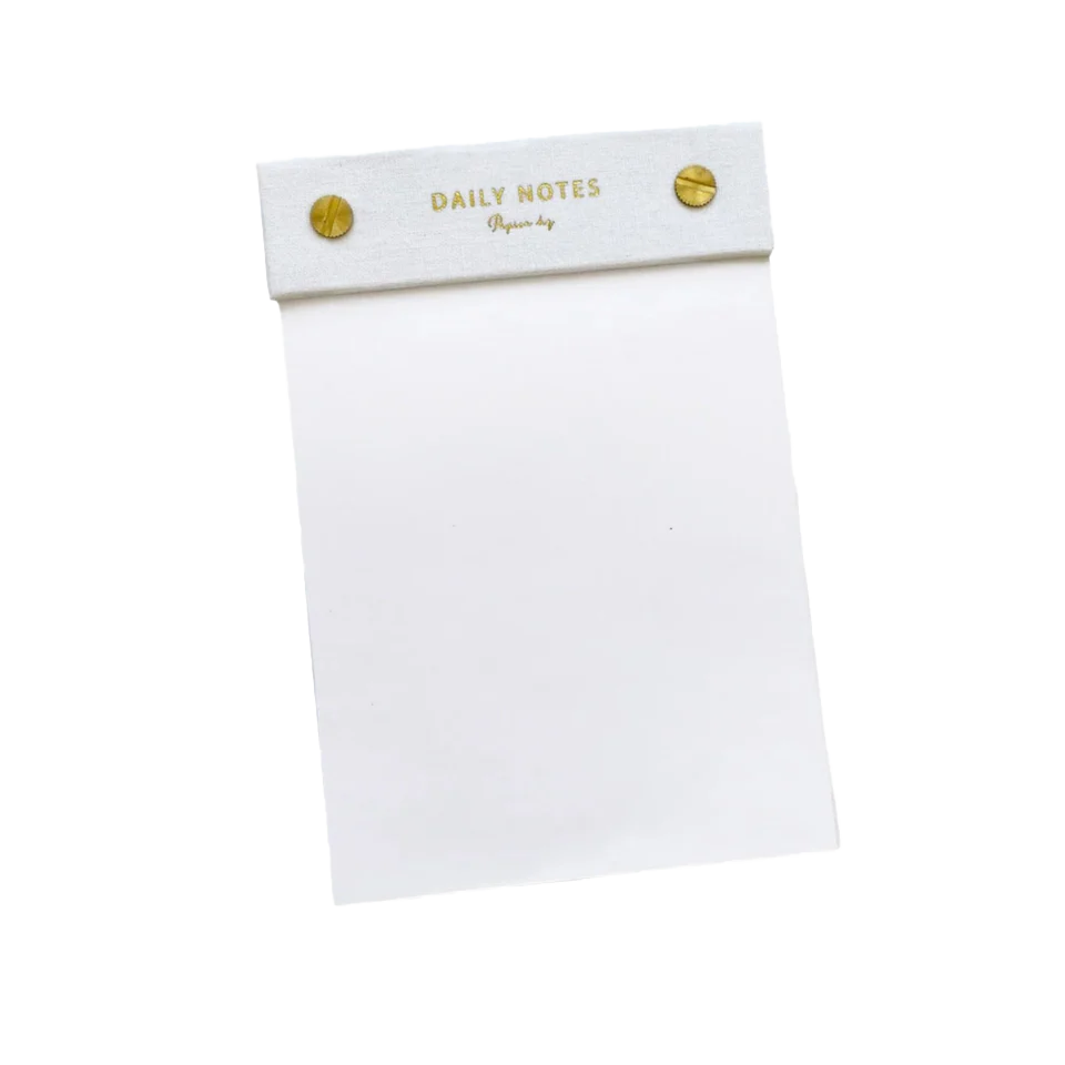 Daily notes pad with gold edge pages white