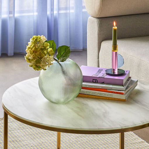 Dimpled organic shaped glass vase green 20cm