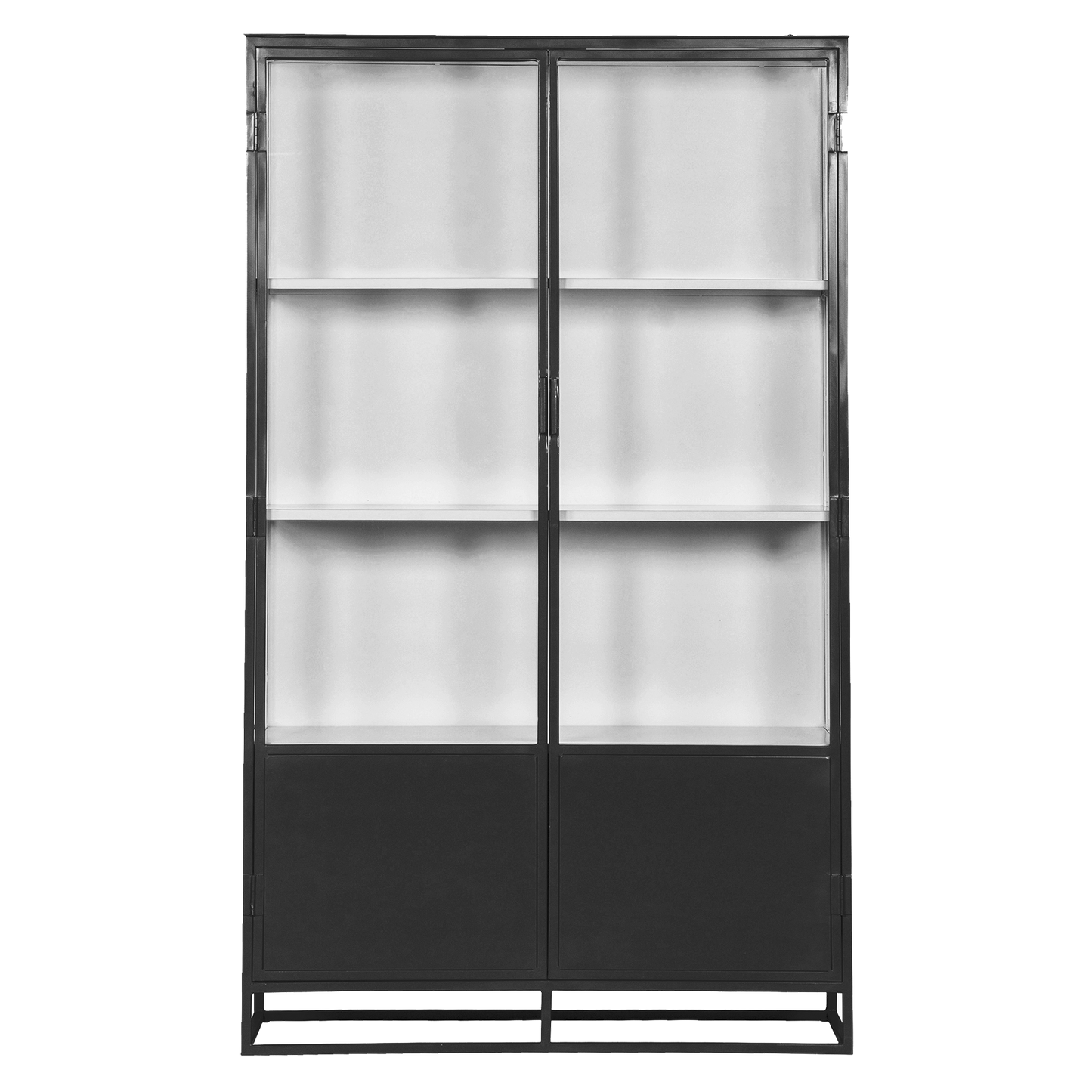 Metal double door glass cabinet 200cm black
