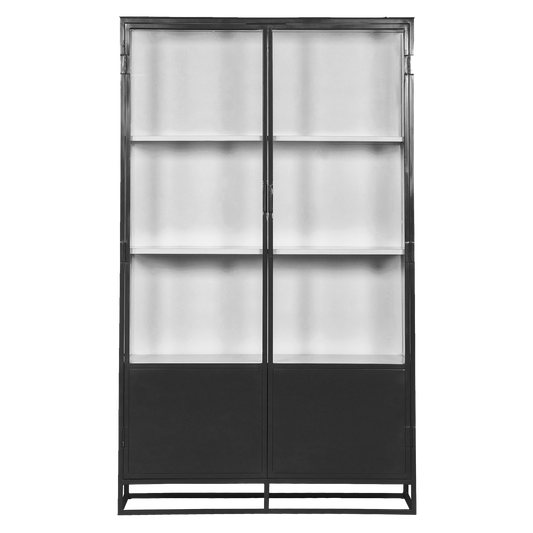 Metal double door glass cabinet 200cm black