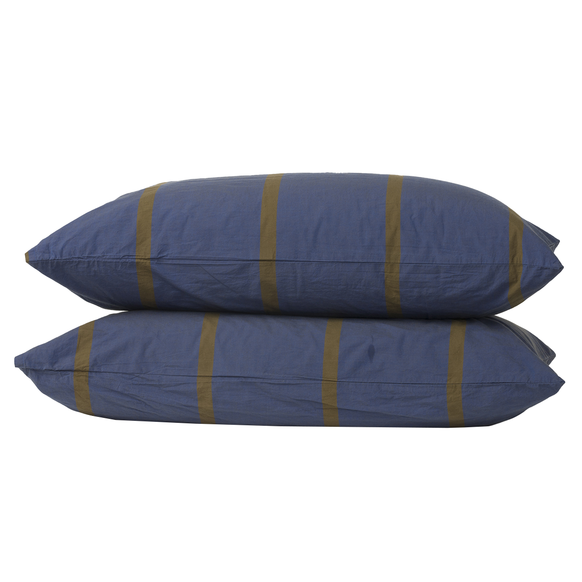 Duo pillowcase pair aegean with ivy stripe