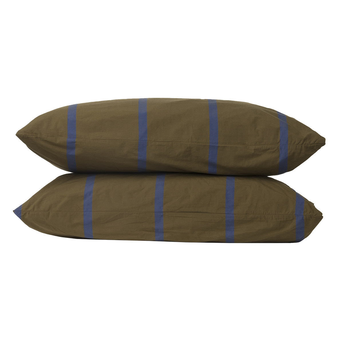 Duo pillowcase pair ivy with aegean stripe