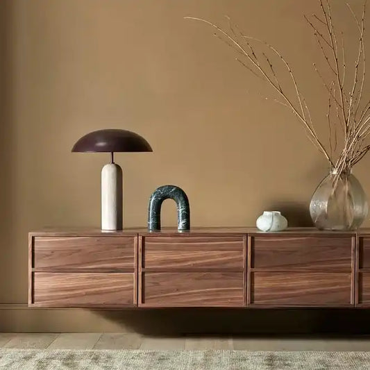 Easton travertine table lamp burgundy