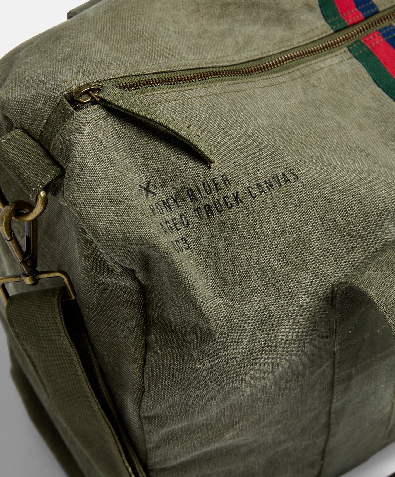 Pony rider recycled truck canvas overnight bag khaki