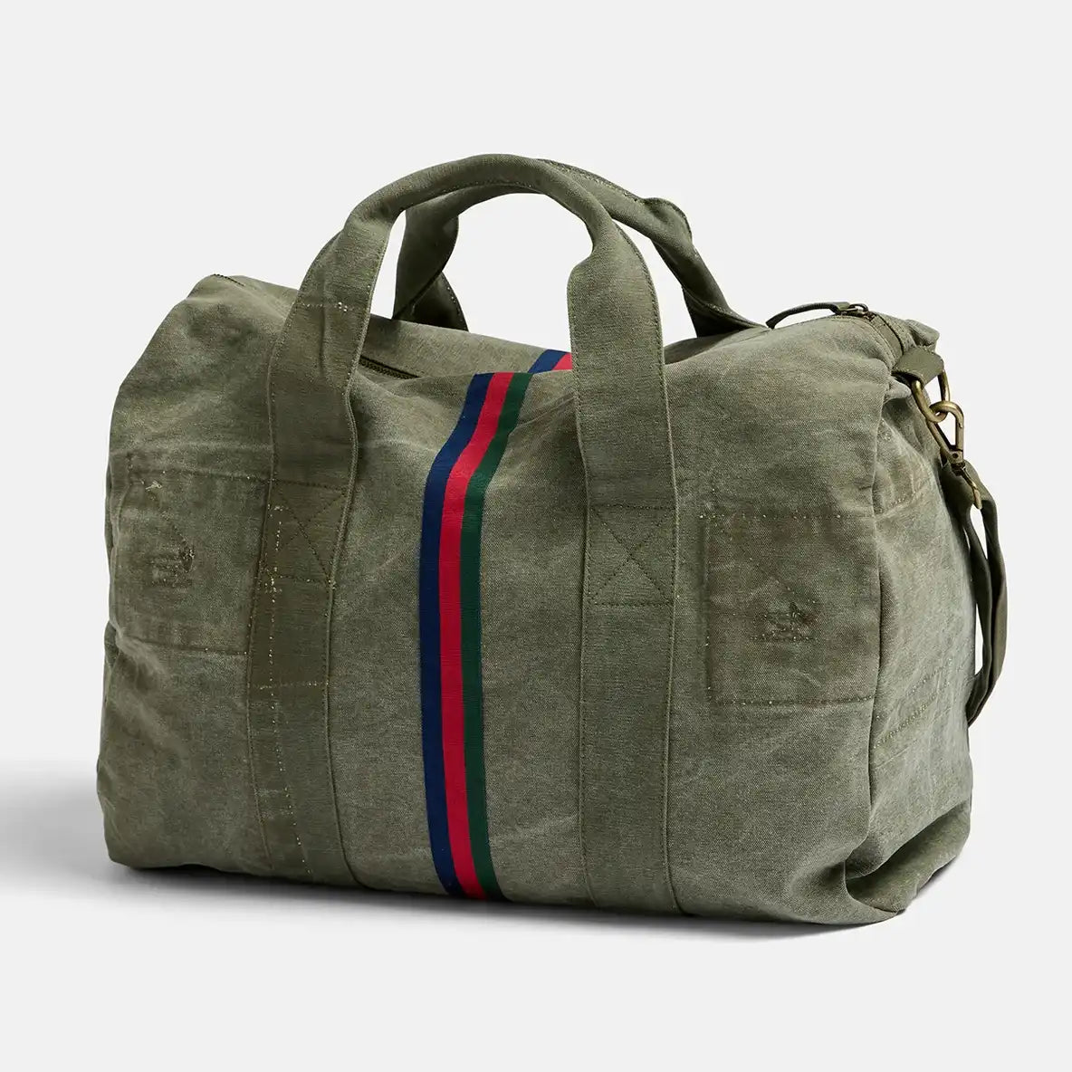 Pony rider recycled truck canvas overnight bag khaki
