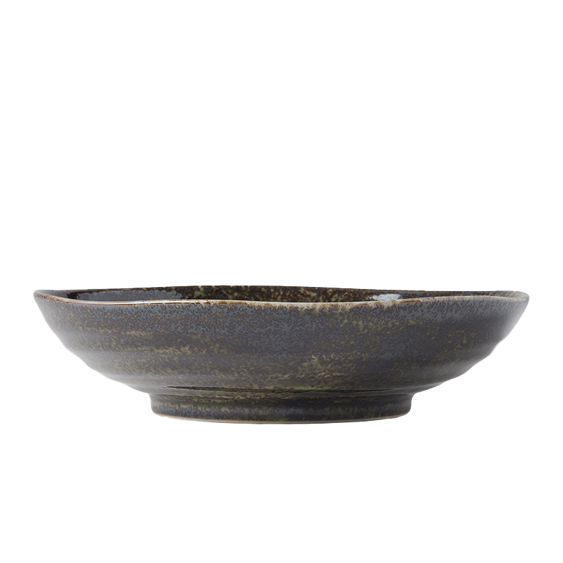 Glossy shallow bowl 21cm sage