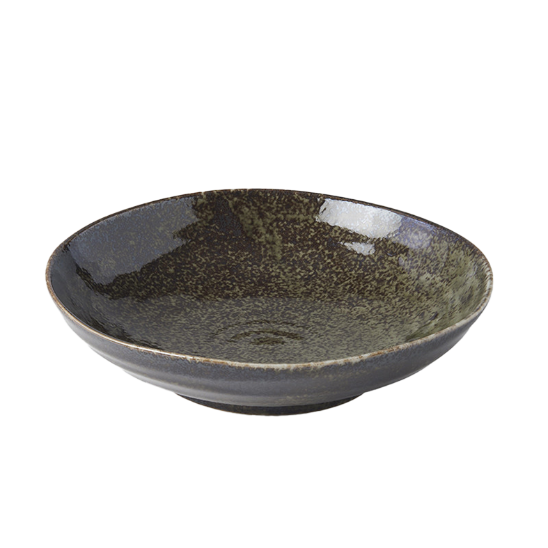 Glossy shallow bowl 21cm sage