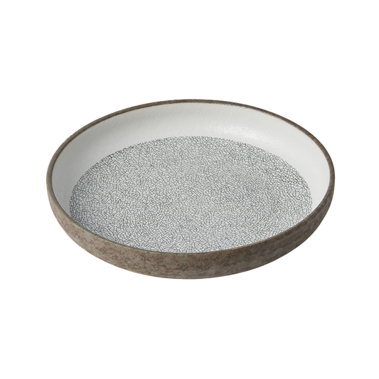 Crazed grey high rim plate 22cm