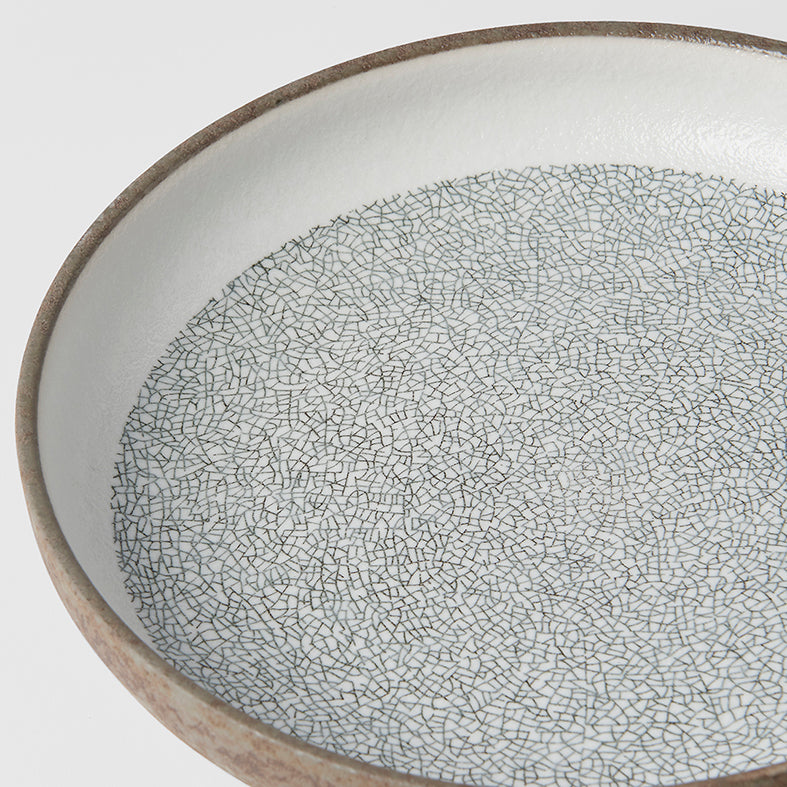 Crazed grey high rim plate 22cm