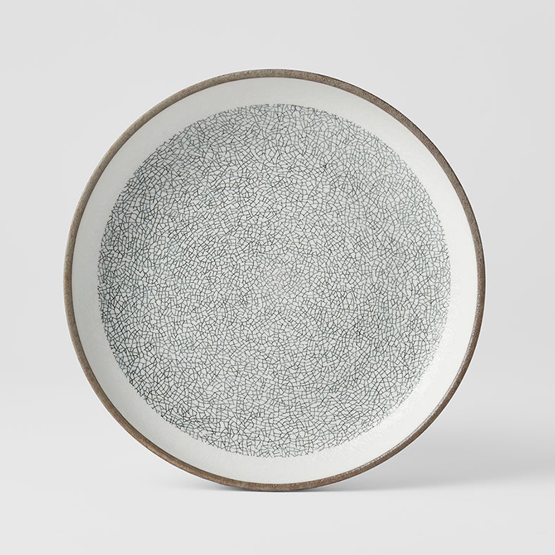 Crazed grey high rim plate 22cm