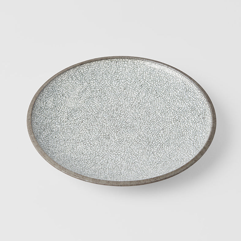 Crazed grey side plate 20cm