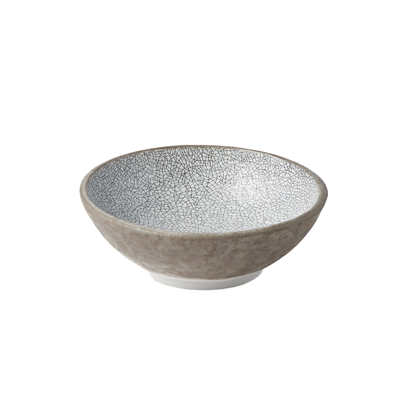 Crazed grey small shallow bowl 13cm