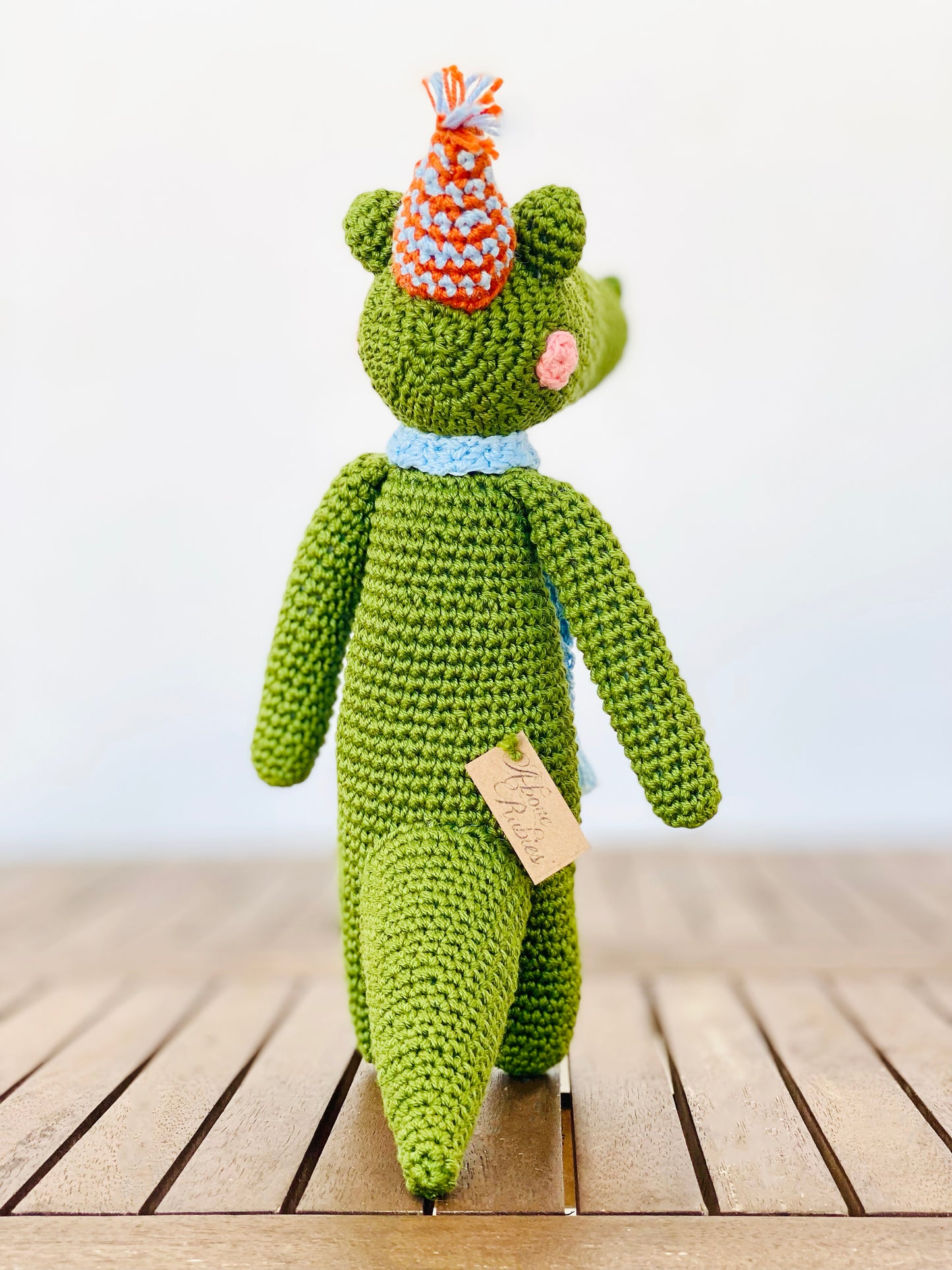 Fairtrade knit Olly crocodile toy