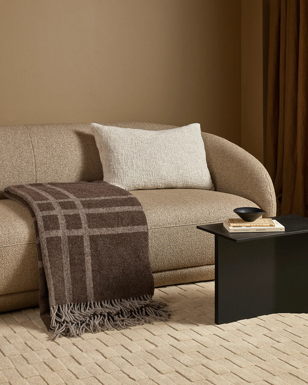 Fiordland NZ reversible wool throw 190 x 220cm walnut