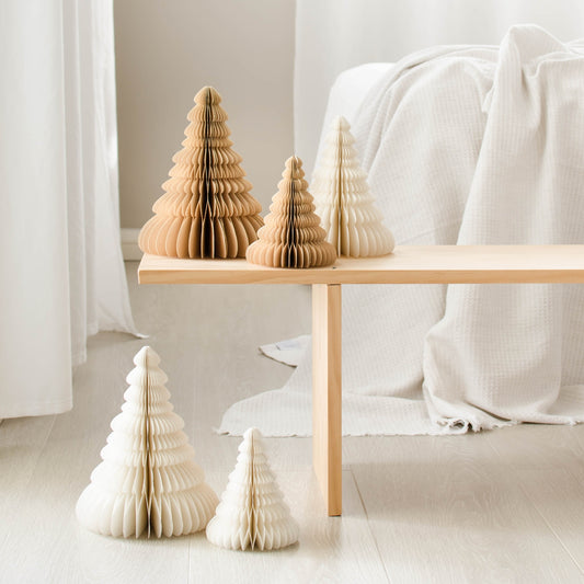 Standing paper xmas tree ornament off-white 20cm