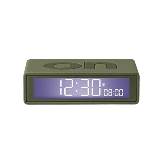 Lexon flip+ reversible alarm clock khaki