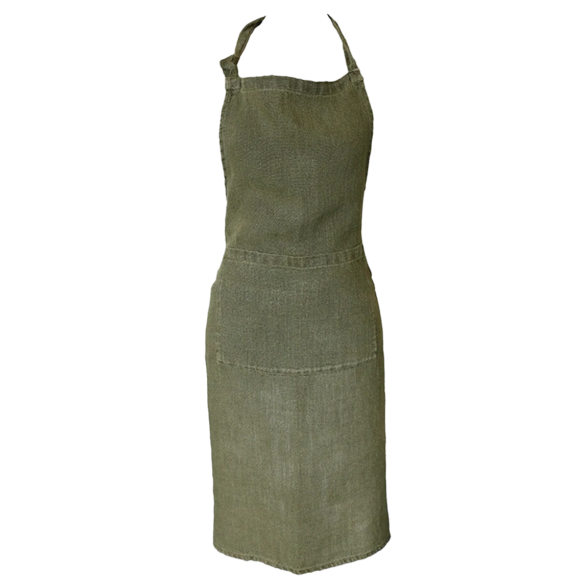 French linen apron olive