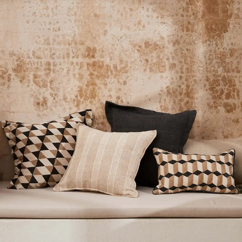 Genoa reversible linen cushion cover 30 x 50cm black