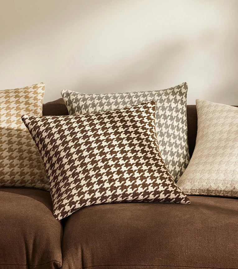 Boucle houndstooth cushion cover cocoa 50cm