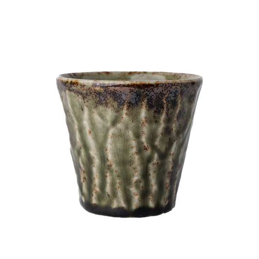 Glossy sage ribbed cup