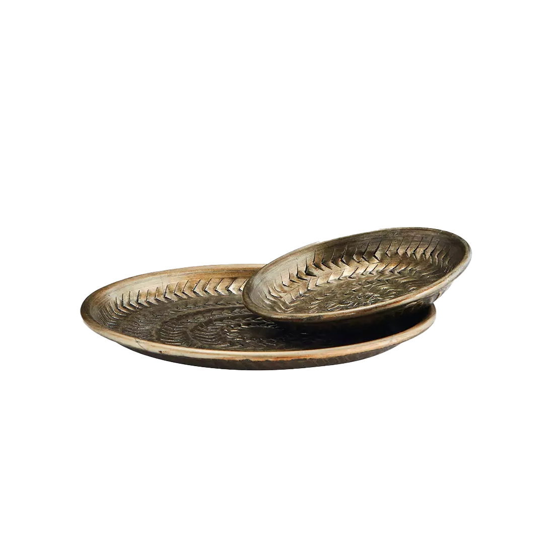 Hammered metal round tray 10cm brass