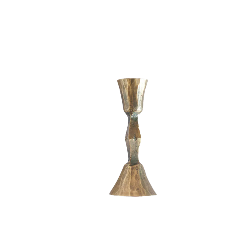 Hand-forged candleholder brass finish 13cm