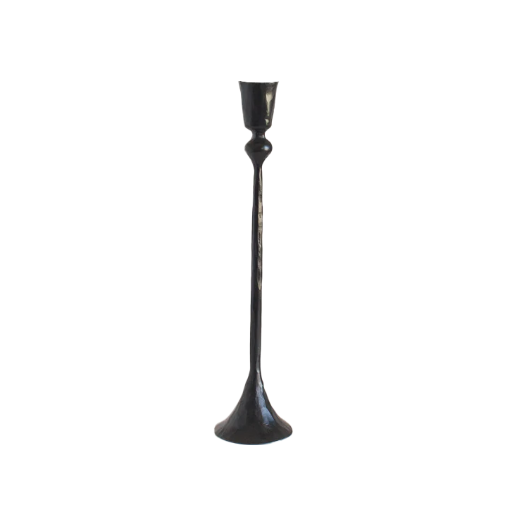 Hand forged iron candle holder black 30cm