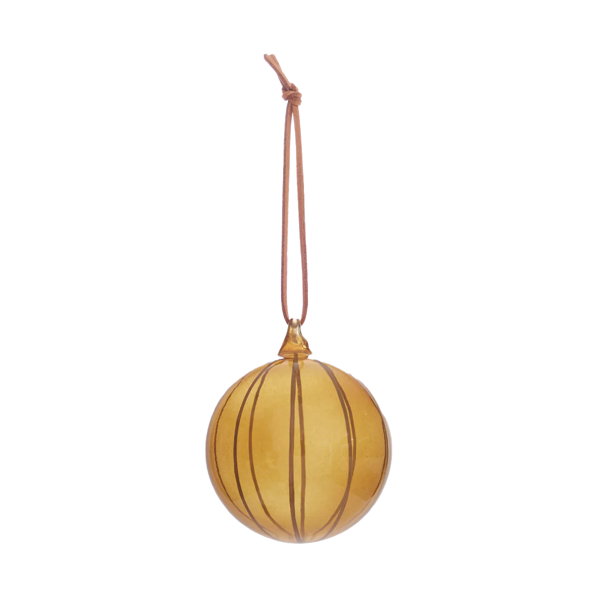 Hanging glass striped bauble amber