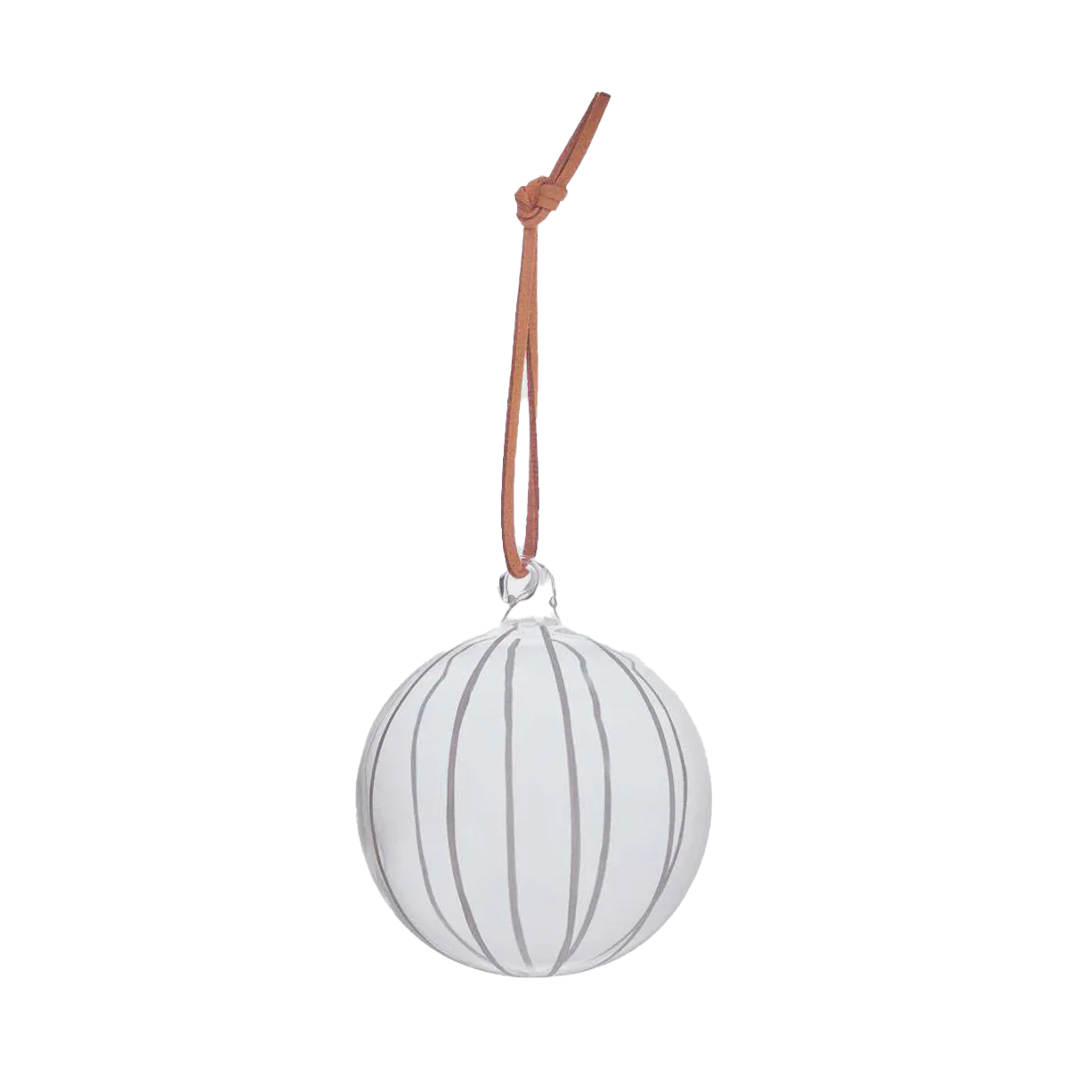 Hanging glass striped bauble white