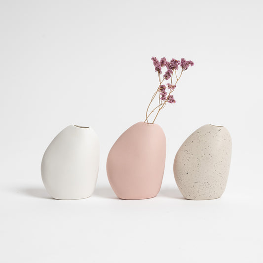 Ceramic bud vase natural speckled small