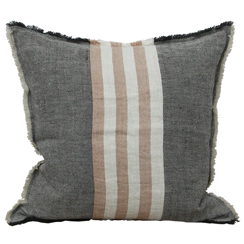 Herringbone striped cushion cover 50cm black spice