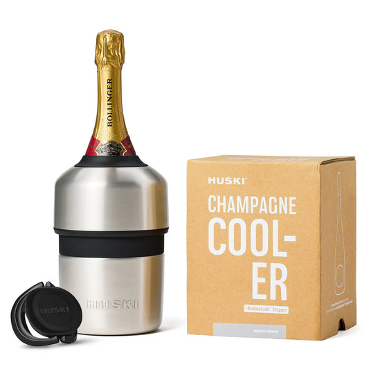 Huski champagne cooler including stopper brushed stainless