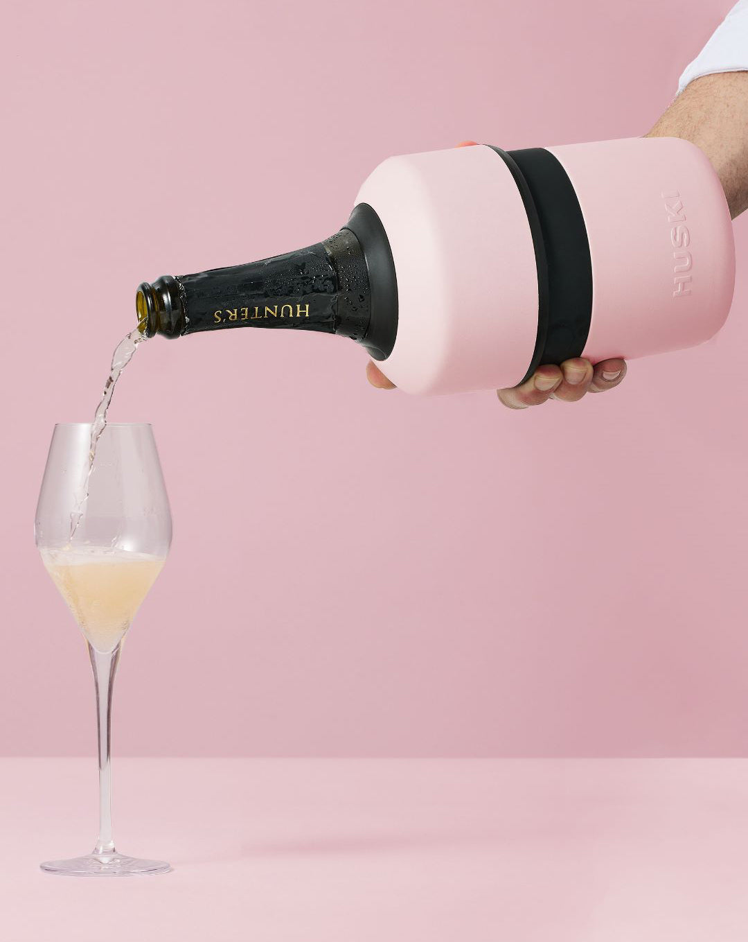 Huski champagne cooler including stopper pink