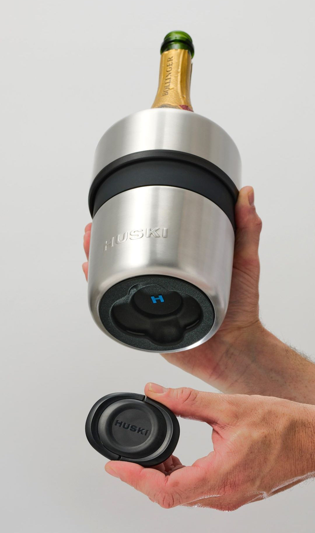 Huski champagne cooler including stopper brushed stainless