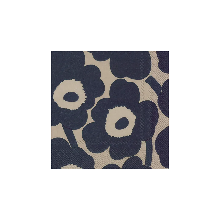 Marimekko unikko cocktail paper napkins set of 20 linen & blue