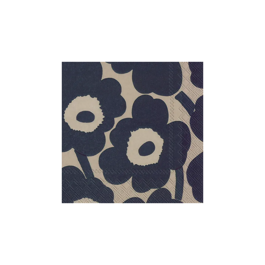 Marimekko unikko cocktail paper napkins set of 20 linen & blue