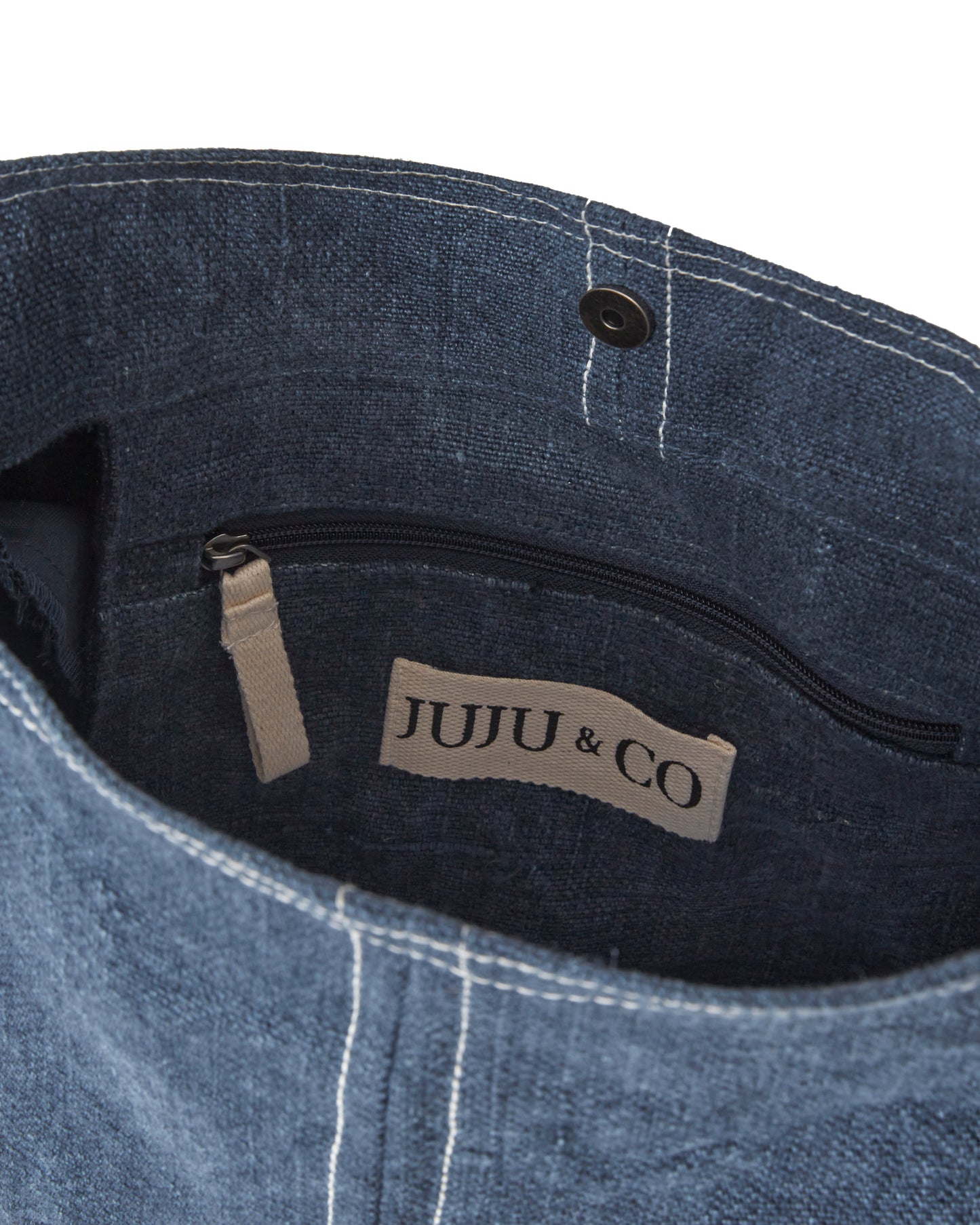 JuJu & Co jute slouchy bag indigo