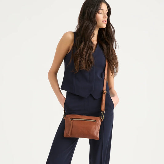 Juju & Co cross body shoulder bag cognac