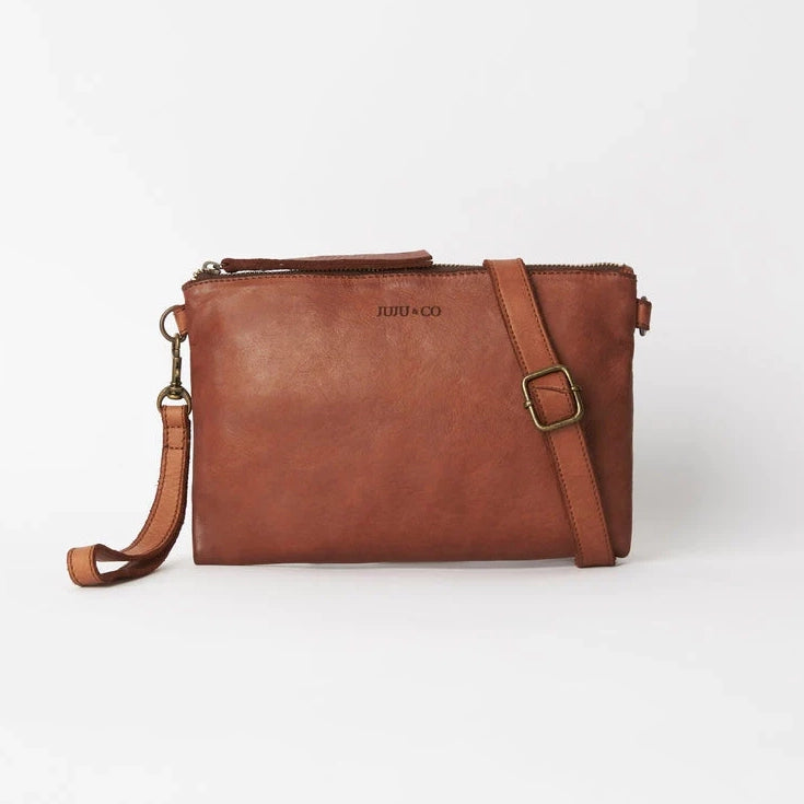 Juju & Co cross body shoulder bag cognac