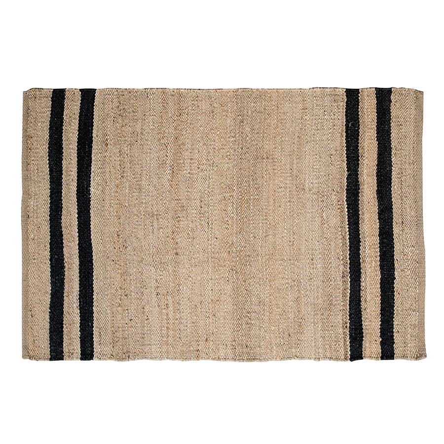 Jute rug natural with black stripes 120 x 180cm