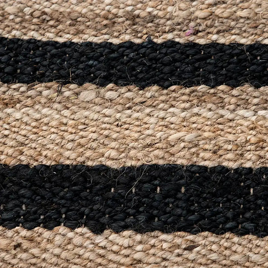Jute rug natural with black stripes 120 x 180cm