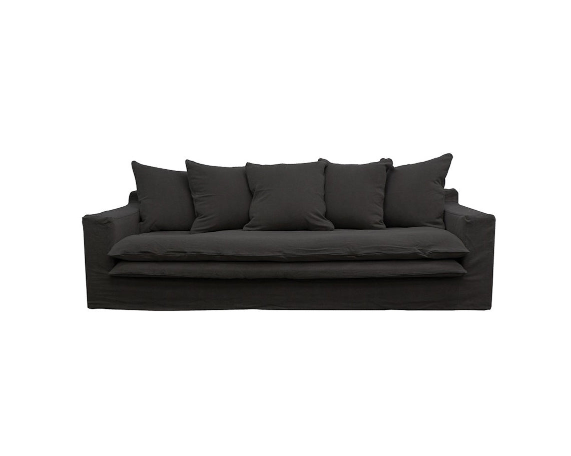 Asher slipcover 3.5 seater sofa black