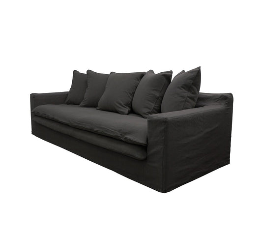 Asher slipcover 3.5 seater sofa black