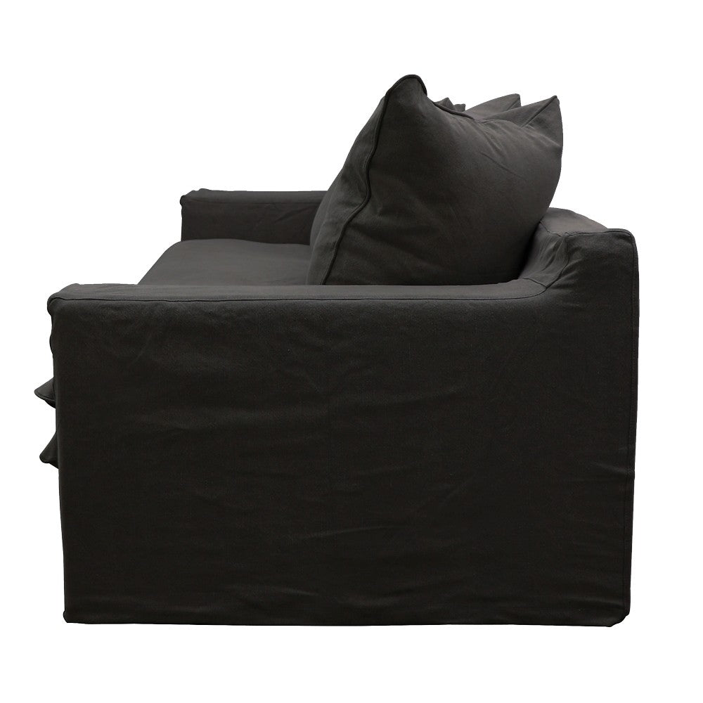 Asher slipcover 3.5 seater sofa black