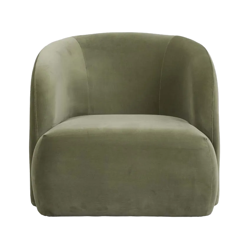 Kennedy Beckett velvet armchair olive green