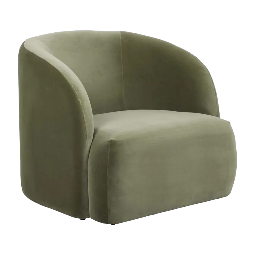 Kennedy Beckett velvet armchair olive green