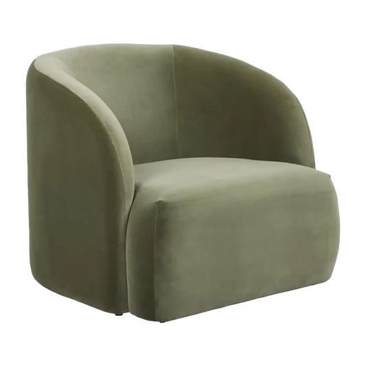 Kennedy Beckett velvet armchair olive green