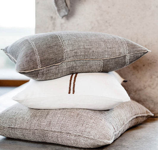 Kozo linen jacquard weave cushion cover khaki 40x60cm