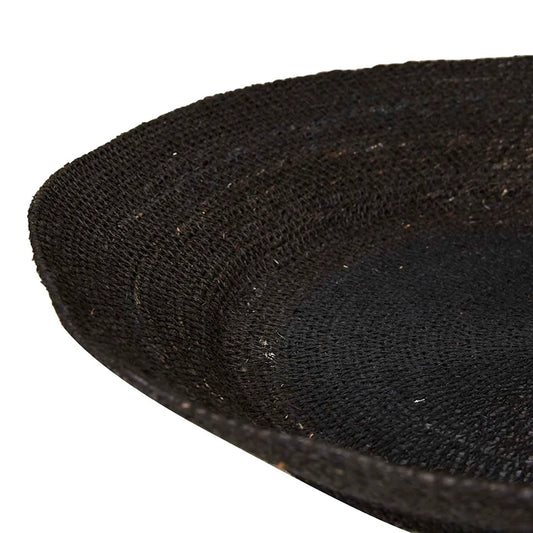 Lark low woven seagrass basket black 40cm