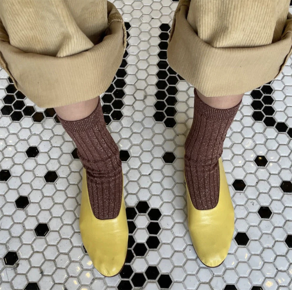 Le Bon Shoppe her socks bronze glitter